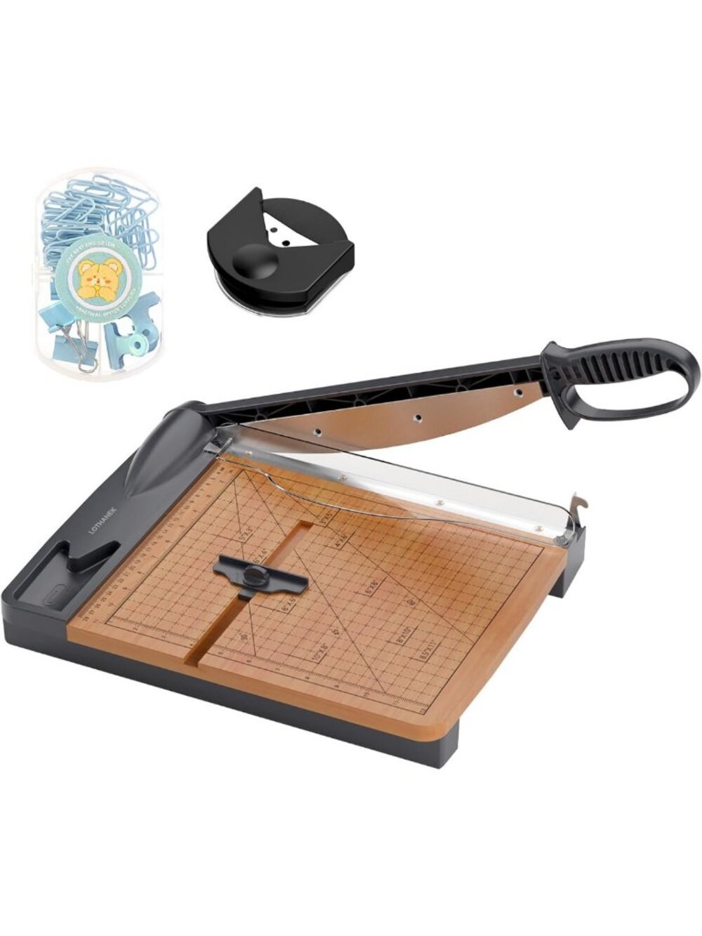 Heavy Duty 12" Wood Guillotine Paper Cutter, 32 Sheets Capacity Trimmer for